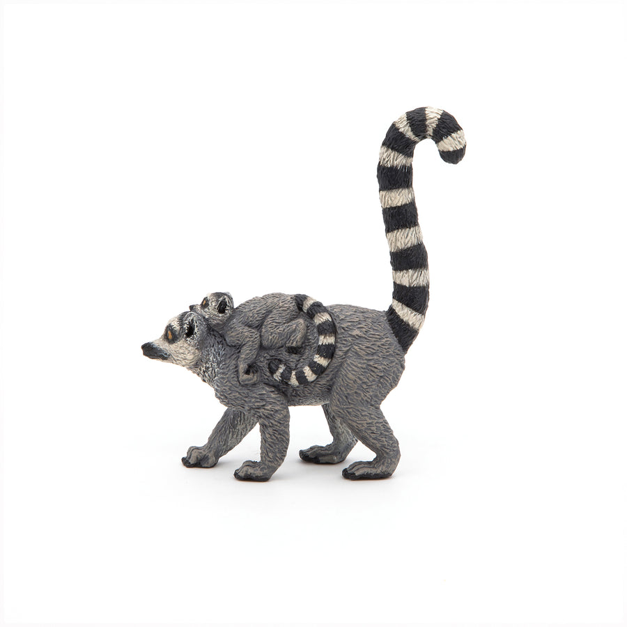 Lémurien et son bébé Papo en PVC, Collection Animaux sauvages, jouet éducatif idéal pour enfants et collectionneurs