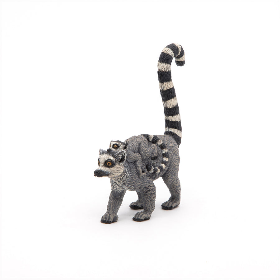 Lémurien et son bébé Papo en PVC, Collection Animaux sauvages, jouet éducatif idéal pour enfants et collectionneurs