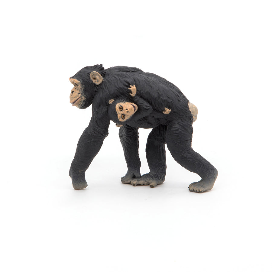 Chimpanzé et son bébé Papo en PVC, Collection Animaux sauvages, jouet éducatif idéal pour enfants et collectionneurs