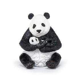 Panda assis et son bébé Papo en PVC, Collection Animaux sauvages, jouet éducatif idéal pour enfants et collectionneurs