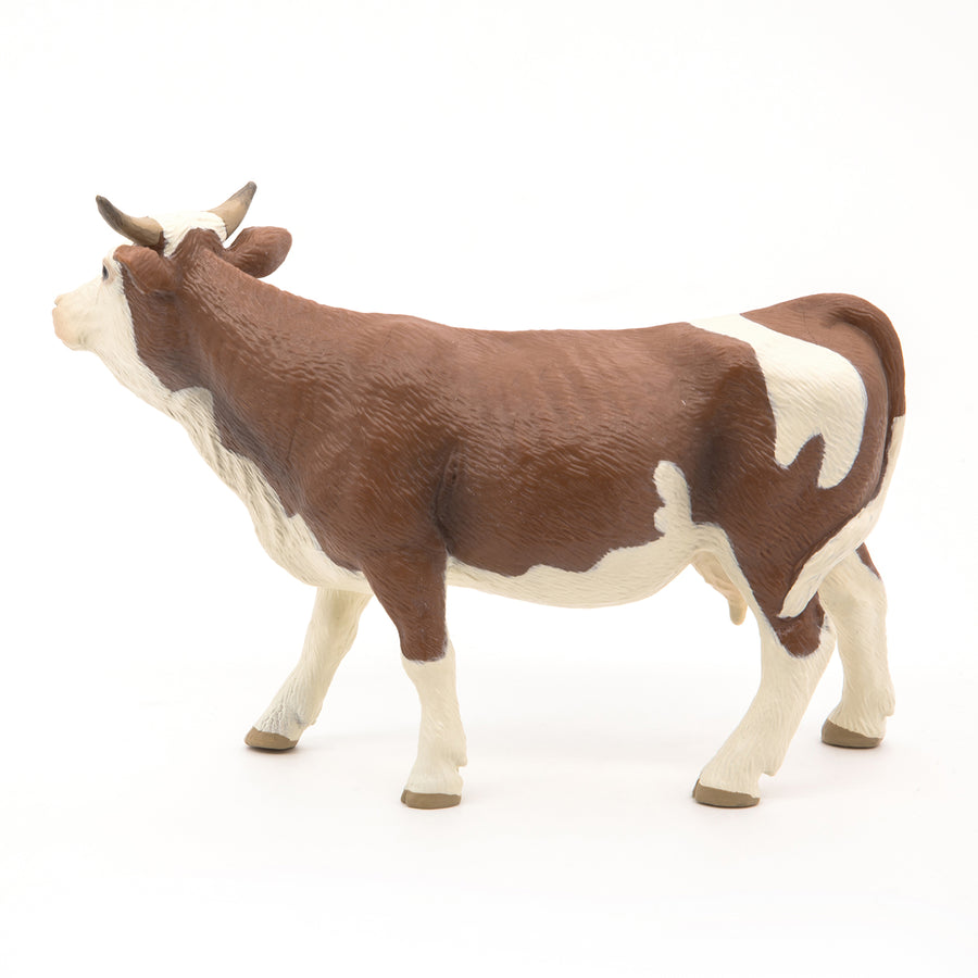 Figurine Vache simmental Papo en PVC, Collection Vie à la ferme, jouet éducatif idéal pour enfants et collectionneurs