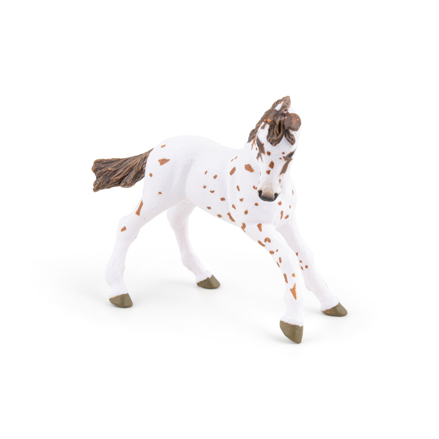 Poulain appaloosa brun Papo en PVC, Collection chevaux, jouet éducatif idéal pour enfants et collectionneurs